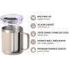 imageSUNWILL Travel Coffee Mugs Set of 4 Insulated Tumbler with Lid 14 oz Stainless Steel Cup with Handle Bulk for Gift Camping Office Powder Coated Orchid Iceberg Mint SakuraPowder Coated Taupe