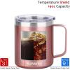 imageSUNWILL Travel Coffee Mugs Set of 4 Insulated Tumbler with Lid 14 oz Stainless Steel Cup with Handle Bulk for Gift Camping Office Powder Coated Orchid Iceberg Mint SakuraRose Gold