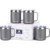 imageSUNWILL Travel Coffee Mugs Set of 4 Insulated Tumbler with Lid 14 oz Stainless Steel Cup with Handle Bulk for Gift Camping Office Powder Coated Orchid Iceberg Mint SakuraPowder Coated Cool Grey