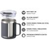 imageSUNWILL Travel Coffee Mugs Set of 4 Insulated Tumbler with Lid 14 oz Stainless Steel Cup with Handle Bulk for Gift Camping Office Powder Coated Orchid Iceberg Mint SakuraPowder Coated Charcoal