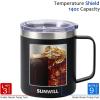 imageSUNWILL Travel Coffee Mugs Set of 4 Insulated Tumbler with Lid 14 oz Stainless Steel Cup with Handle Bulk for Gift Camping Office Powder Coated Orchid Iceberg Mint SakuraPowder Coated Black