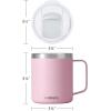 imageSUNWILL Travel Coffee Mugs Set of 4 Insulated Tumbler with Lid 14 oz Stainless Steel Cup with Handle Bulk for Gift Camping Office Powder Coated Orchid Iceberg Mint SakuraPowder Coated Sakura