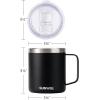 imageSUNWILL Travel Coffee Mugs Set of 4 Insulated Tumbler with Lid 14 oz Stainless Steel Cup with Handle Bulk for Gift Camping Office Powder Coated Orchid Iceberg Mint SakuraPowder Coated Black