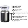 imageSUNWILL Travel Coffee Mugs Set of 4 Insulated Tumbler with Lid 14 oz Stainless Steel Cup with Handle Bulk for Gift Camping Office Powder Coated Orchid Iceberg Mint SakuraPowder Coated Black