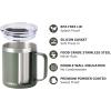 imageSUNWILL Travel Coffee Mugs Set of 4 Insulated Tumbler with Lid 14 oz Stainless Steel Cup with Handle Bulk for Gift Camping Office Powder Coated Orchid Iceberg Mint SakuraPowder Coated Camp Green