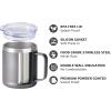 imageSUNWILL Travel Coffee Mugs Set of 4 Insulated Tumbler with Lid 14 oz Stainless Steel Cup with Handle Bulk for Gift Camping Office Powder Coated Orchid Iceberg Mint SakuraPowder Coated Cool Grey