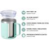 imageSUNWILL Travel Coffee Mugs Set of 4 Insulated Tumbler with Lid 14 oz Stainless Steel Cup with Handle Bulk for Gift Camping Office Powder Coated Orchid Iceberg Mint SakuraPowder Coated Sakura  Mint