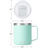 imageSUNWILL Travel Coffee Mugs Set of 4 Insulated Tumbler with Lid 14 oz Stainless Steel Cup with Handle Bulk for Gift Camping Office Powder Coated Orchid Iceberg Mint SakuraPowder Coated Sakura  Mint