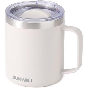 imageSUNWILL Travel Coffee Mugs Set of 4 Insulated Tumbler with Lid 14 oz Stainless Steel Cup with Handle Bulk for Gift Camping Office Powder Coated Orchid Iceberg Mint SakuraPowder Coated Cream