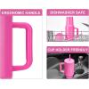 imageSUNWILL Travel Coffee Tumbler with Lid and Straw 40 oz Tumbler with Handle Tumbler Cups Insulated Reusable Stainless Steel Coffee Mug for Office ampamp Home Cupholder Friendly MagentaPowder Coated Magenta