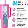 imageSUNWILL Travel Coffee Tumbler with Lid and Straw 40 oz Tumbler with Handle Tumbler Cups Insulated Reusable Stainless Steel Coffee Mug for Office ampamp Home Cupholder Friendly MagentaPowder Coated Magenta