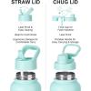 imageSUNWILL Insulated Water Bottle with Straw 32oz Stainless Steel Water Bottles for Sports Travel ampamp Gym Wide Mouth Flask with 2 Lids Straw ampamp Spout Lid Leak Proof BPA Free Thermal Canteen