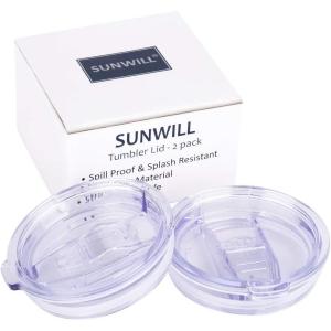 imageLid for SUNWILL 20oz Travel Tumblers Only Spill Proof Lid Splash Resistant Silicone Sliding Covers Replacement 2 Pack Straw Friendly BPA Free