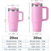 imageSUNWILL Travel Coffee Mug with Lid 20 oz Tumbler with Handle and Straw Leak Proof Stainless Steel Cup Insulated for Office ampamp Gym Cupholder Friendly Powder Coated Matcha CreamPowder Coated Pink
