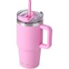 imageSUNWILL Travel Coffee Mug with Lid 20 oz Tumbler with Handle and Straw Leak Proof Stainless Steel Cup Insulated for Office ampamp Gym Cupholder Friendly Powder Coated Matcha CreamPowder Coated Pink