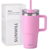 image:imageSUNWILL 20 oz Tumbler with Handle and Straw Leak ProofTravel Coffee Mug with Lid Stainless Steel Cup Insulated for Office amp Gym Cupholder Friendly Powder Coated OrchidPowder Coated Pink