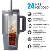 image:imageSUNWILL 20 oz Tumbler with Handle and Straw Leak ProofTravel Coffee Mug with Lid Stainless Steel Cup Insulated for Office amp Gym Cupholder Friendly Powder Coated OrchidPowder Coated Charcoal