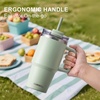 image:imageSUNWILL 20 oz Tumbler with Handle and Straw Leak ProofTravel Coffee Mug with Lid Stainless Steel Cup Insulated for Office amp Gym Cupholder Friendly Powder Coated OrchidPowder Coated Matcha Cream