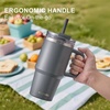 image:imageSUNWILL 20 oz Tumbler with Handle and Straw Leak ProofTravel Coffee Mug with Lid Stainless Steel Cup Insulated for Office amp Gym Cupholder Friendly Powder Coated OrchidPowder Coated Charcoal