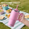 image:imageSUNWILL 20 oz Tumbler with Handle and Straw Leak ProofTravel Coffee Mug with Lid Stainless Steel Cup Insulated for Office amp Gym Cupholder Friendly Powder Coated OrchidPowder Coated Pink