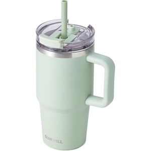 image:imageSUNWILL 20 oz Tumbler with Handle and Straw Leak ProofTravel Coffee Mug with Lid Stainless Steel Cup Insulated for Office amp Gym Cupholder Friendly Powder Coated OrchidPowder Coated Matcha Cream