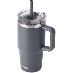 image:imageSUNWILL 20 oz Tumbler with Handle and Straw Leak ProofTravel Coffee Mug with Lid Stainless Steel Cup Insulated for Office amp Gym Cupholder Friendly Powder Coated OrchidPowder Coated Charcoal